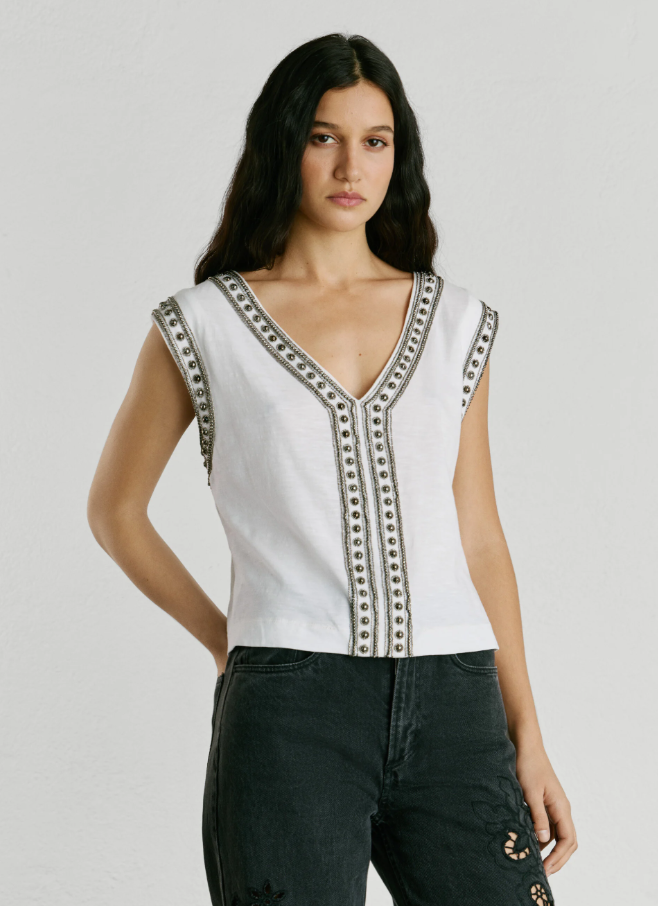 Pepe Jeans T-shirt Decote Em V Com Tachas