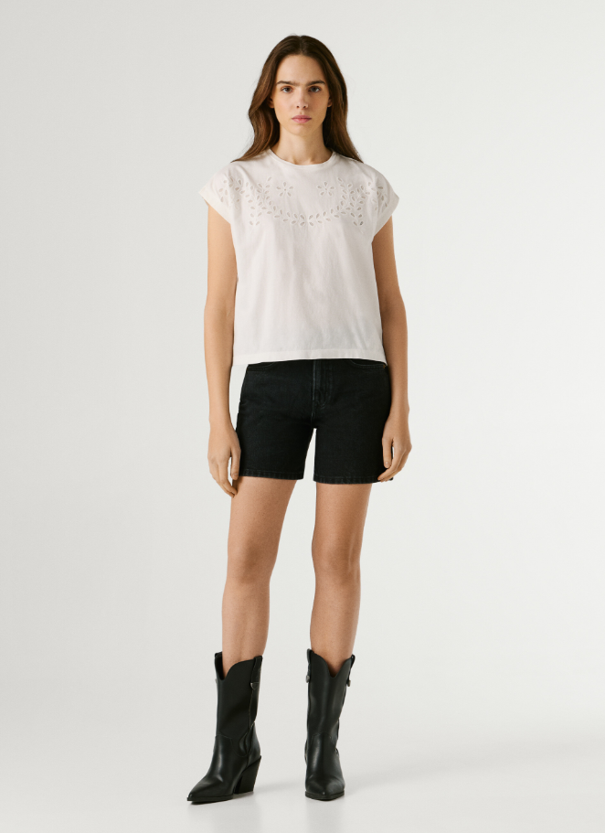 Pepe Jeans T-shirt Detalhes Abertos Florais