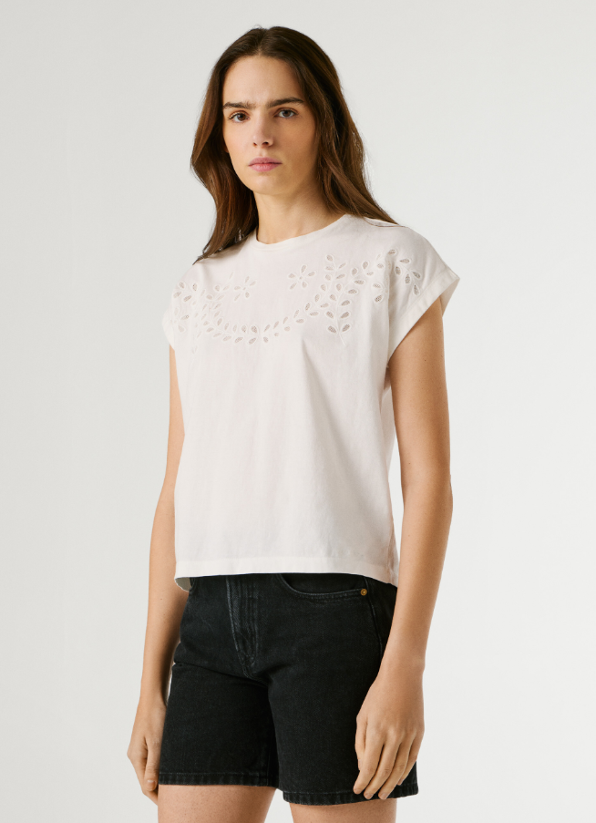 Pepe Jeans T-shirt Detalhes Abertos Florais
