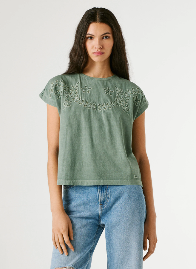 Pepe Jeans T-shirt Detalhes Abertos Florais