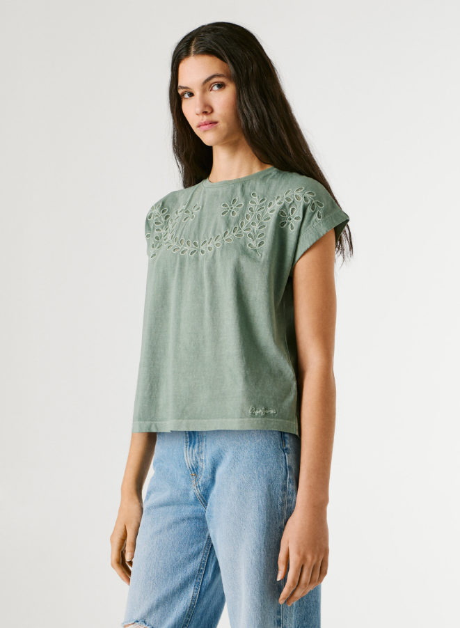 Pepe Jeans T-shirt Detalhes Abertos Florais