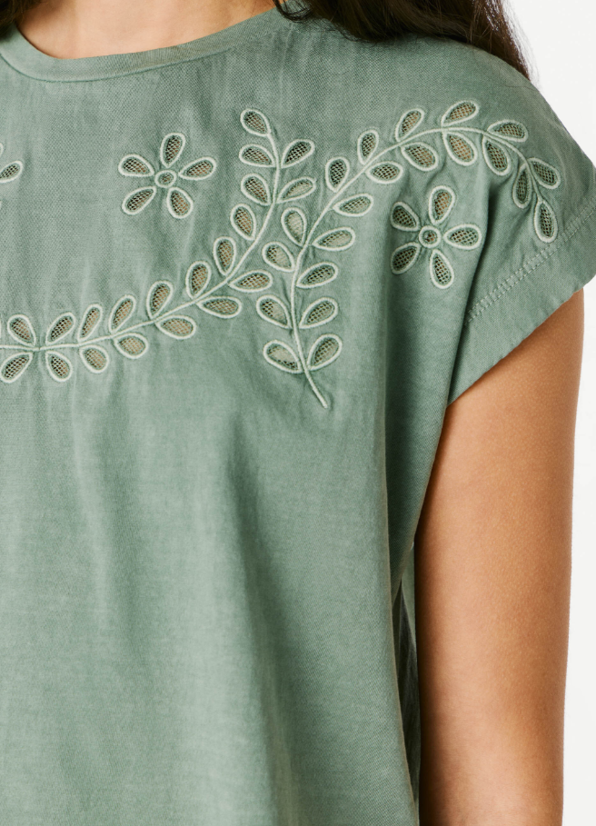 Pepe Jeans T-shirt Detalhes Abertos Florais