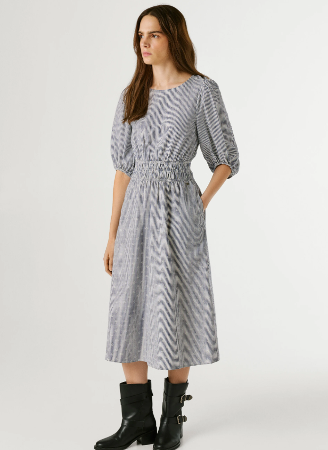 Pepe Jeans Vestido Comprido Às Riscas