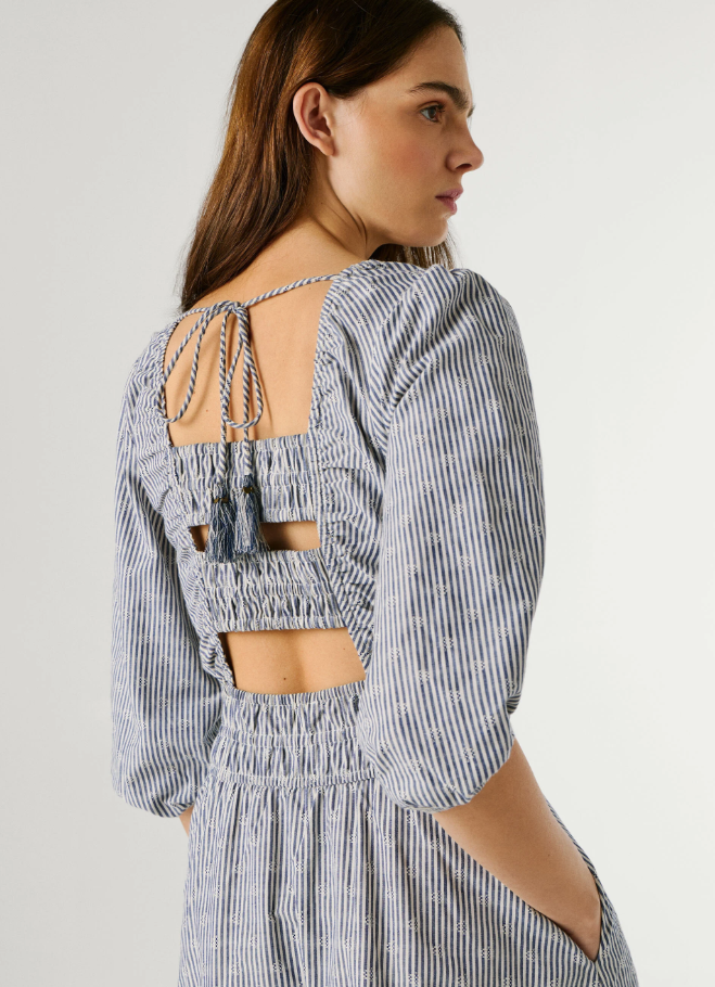 Pepe Jeans Vestido Comprido Às Riscas