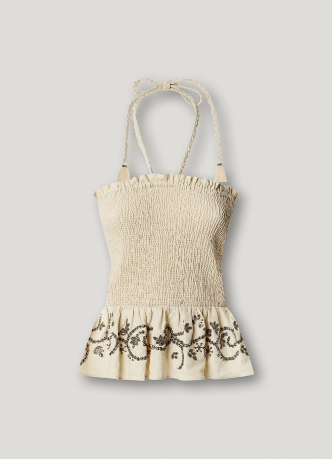 Pepe Jeans Top Halter Em Linho