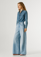 Pepe Jeans Calças Wide Fit e Cintura Subida - Jaimy