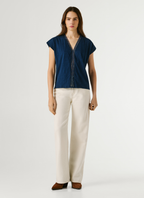 Pepe Jeans T-shirt Decote Em V Com Detalhes Openwork