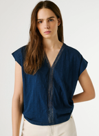 Pepe Jeans T-shirt Decote Em V Com Detalhes Openwork