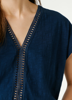 Pepe Jeans T-shirt Decote Em V Com Detalhes Openwork