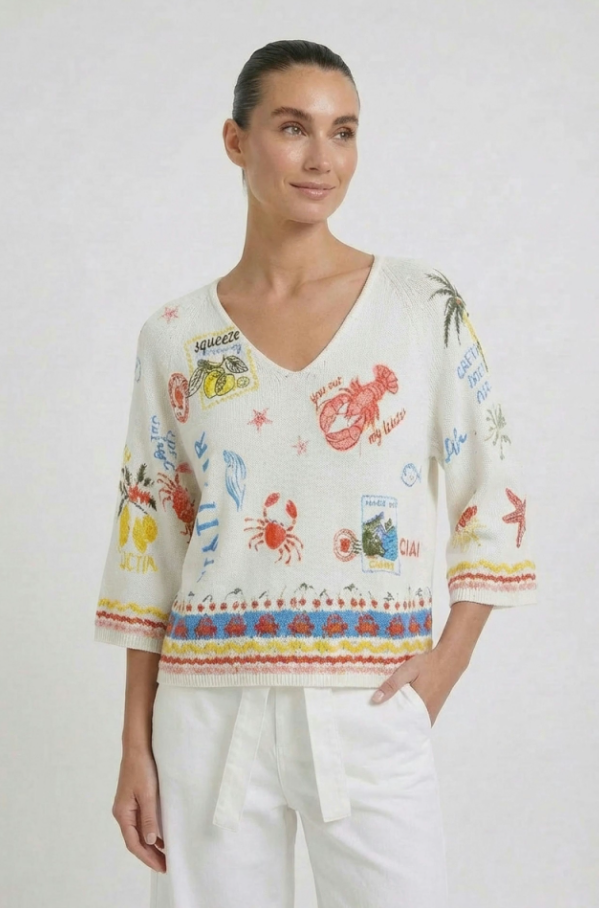 Ouí Malha estampada motivos Verão