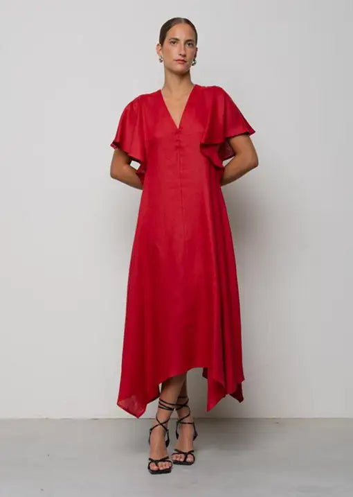 Icona Vestido linho vermelho
