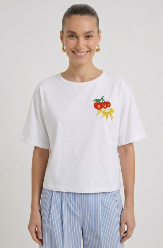 Ouí T'shirt bordado cereja
