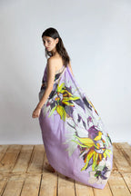 Psophia Lenço Seda Lã Floral - detalhe