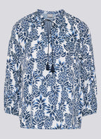 Rabe blusa floral viscose com gola alta e mangas três quartos