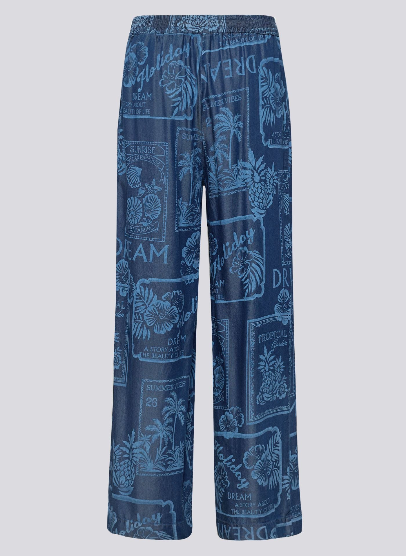 Rabe calças lyocell estampado floral azul marinho fluídas