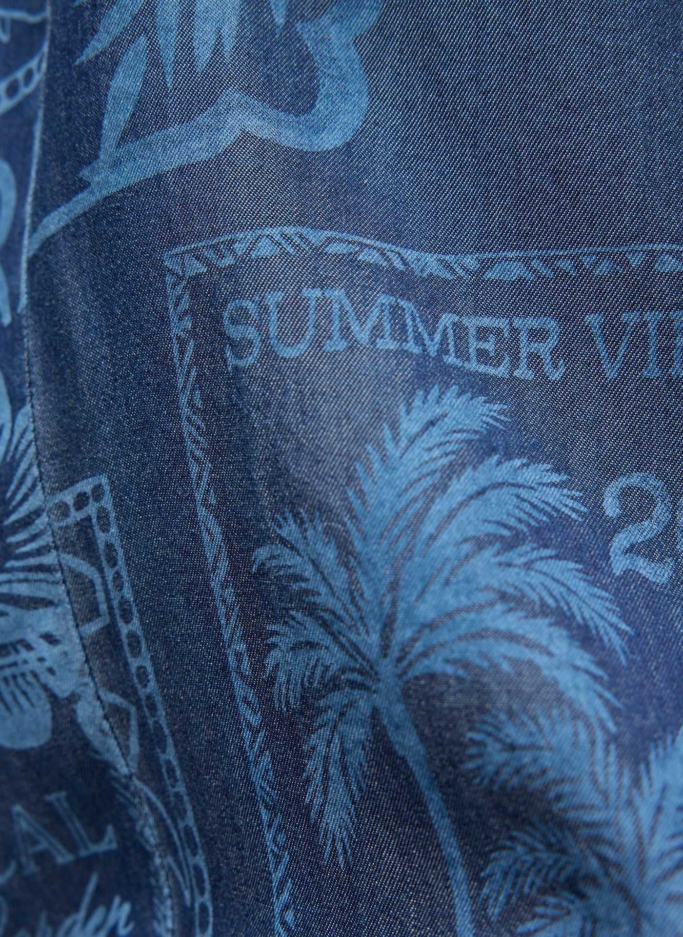 Rabe calças lyocell estampado floral azul marinho fluídas