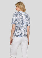 Rabe polo estampado algodão com gola polo clássica pérola