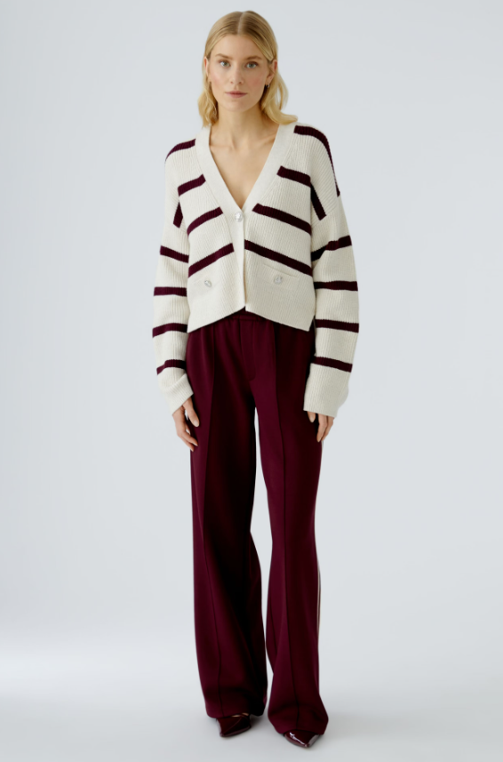 Oui Casaco Algodão Lã às Riscas