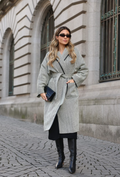 Scripta Long coat with pattern and belt