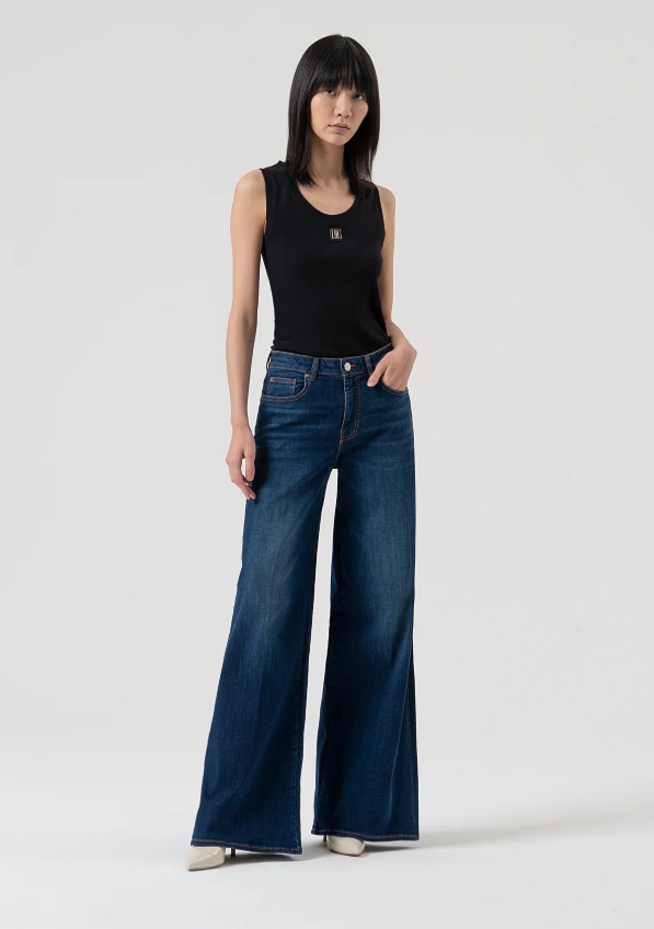 Fracomina Calças Ganga Lã Flare - vista frontal