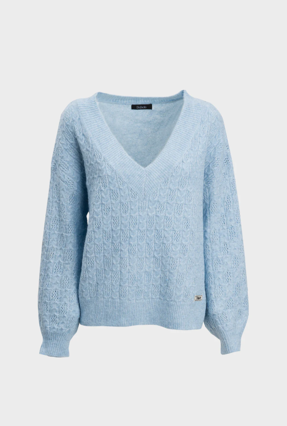 Bejade Camisola Decote V Fantasia Lã