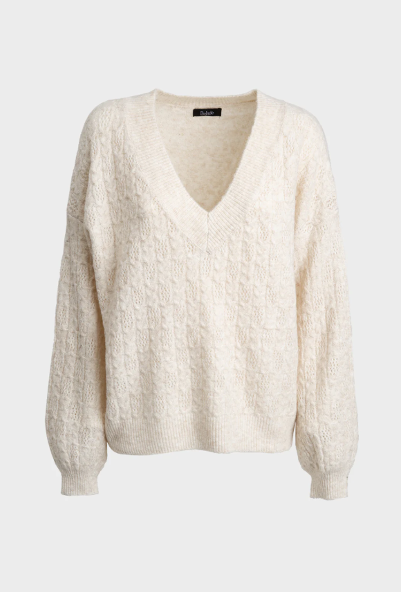 Bejade Camisola Decote V Fantasia Lã