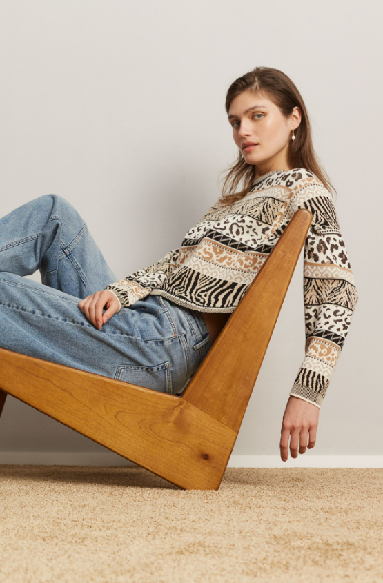 Oui Camisola Algodão Lã Jacquard Modelo 2 - vista frontal