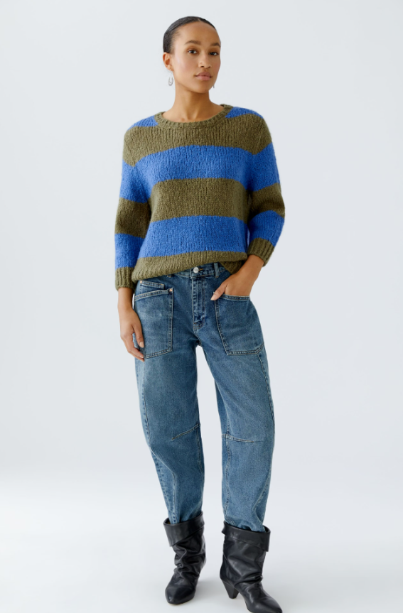 Oui Camisola Lã às Riscas Gola Redonda - detalhe