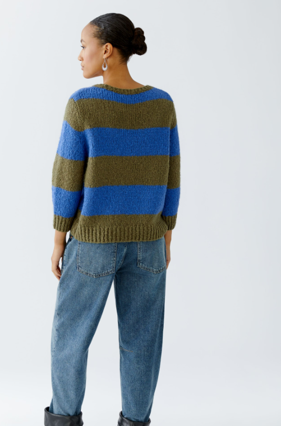 Oui Camisola Lã às Riscas Gola Redonda