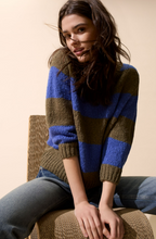 Oui Camisola Lã às Riscas Gola Redonda - vista frontal