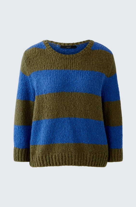 Oui Camisola Lã às Riscas Gola Redonda