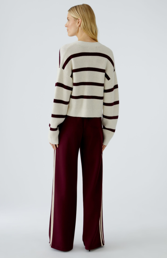 Oui Casaco Algodão Lã às Riscas - detalhe