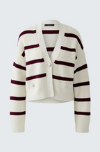 Oui Casaco Algodão Lã às Riscas