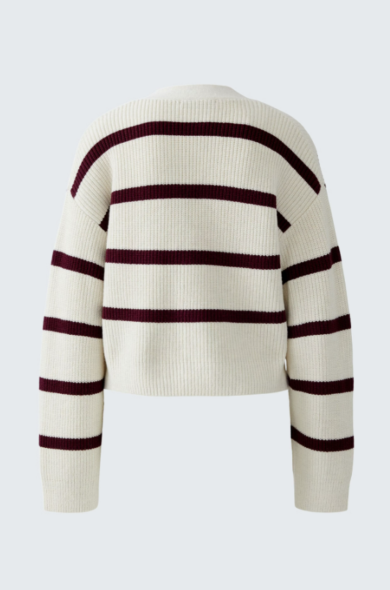 Oui Casaco Algodão Lã às Riscas