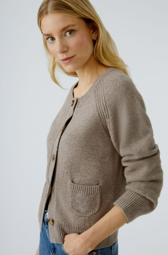 Oui Casaco Lã com Botões com Bolsos beje - vista frontal