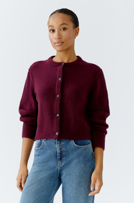 Oui Casaco Lã Gola Redonda com Botões - vista frontal