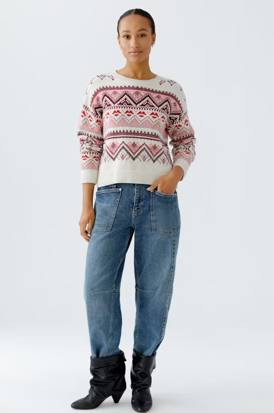 Oui Camisola Algodão Lã Jacquard - vista frontal