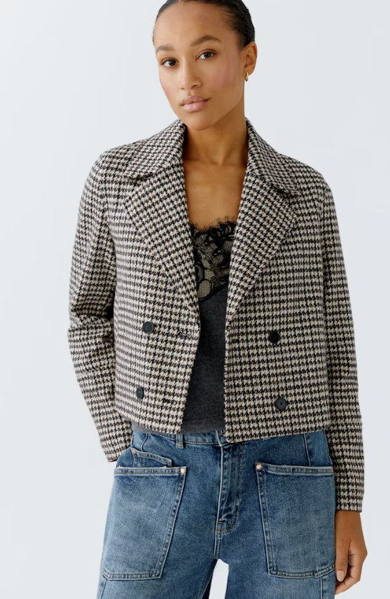 Oui Casaco Algodão Lã Xadrez - detalhe