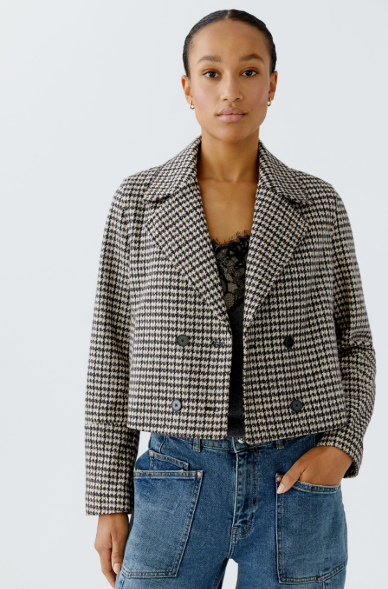 Oui Casaco Algodão Lã Xadrez