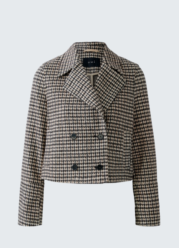 Oui Casaco Algodão Lã Xadrez