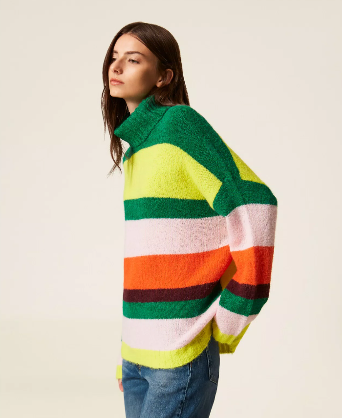 Actitude Malha Riscas gola alta - vista frontal