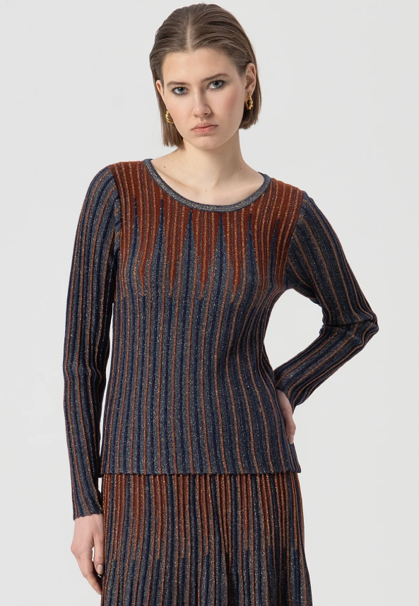 Fracomina Camisola Lurex Lã Malha Modelo 2 - vista frontal