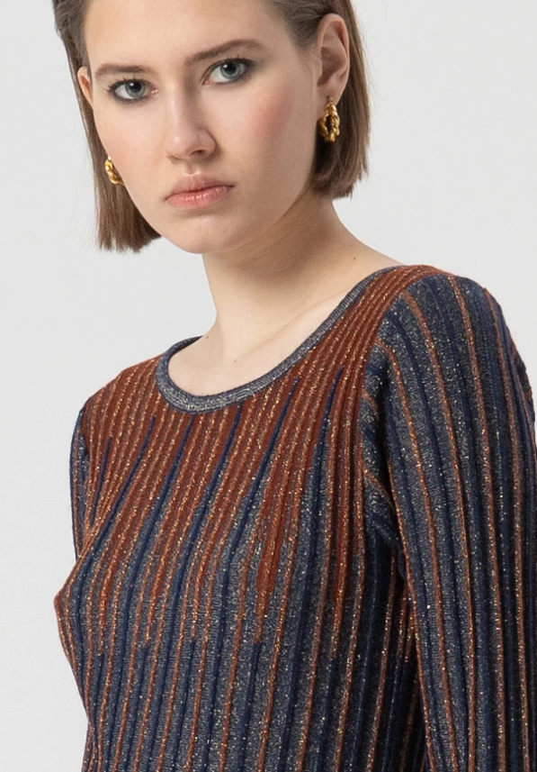 Fracomina Camisola Lurex Lã Malha Modelo 2 - detalhe