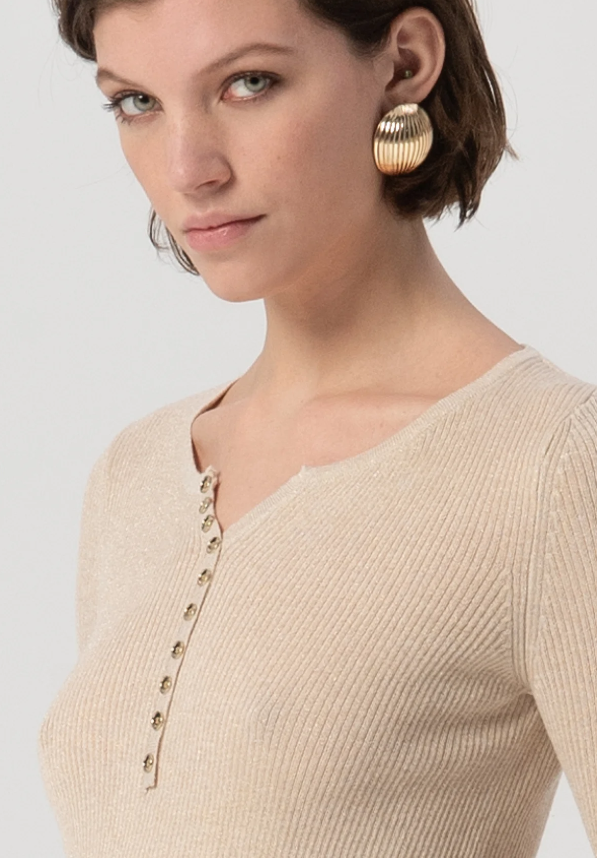 Fracomina Camisola Lurex Lã Malha - detalhe