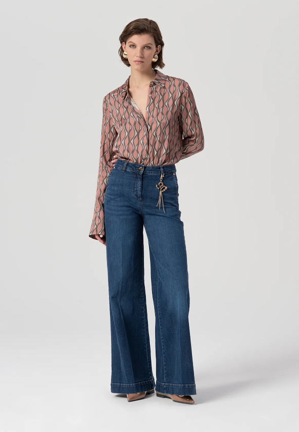 Fracomina Calças Ganga Lã Palazzo - vista frontal