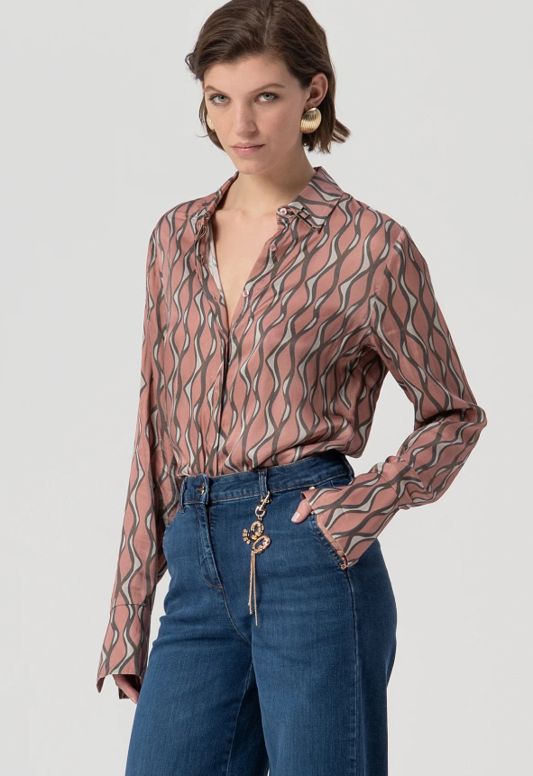 Fracomina Calças Ganga Lã Palazzo - detalhe