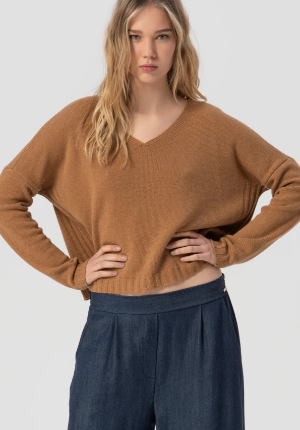 Fracomina Calças Lã Lyoncel Palazzo - vista frontal