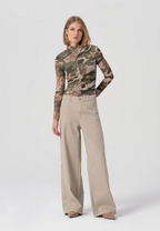 Fracomina Calças Lã Algodão Palazzo - vista frontal