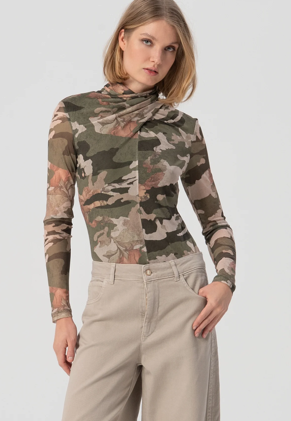 Fracomina Calças Lã Algodão Palazzo - detalhe