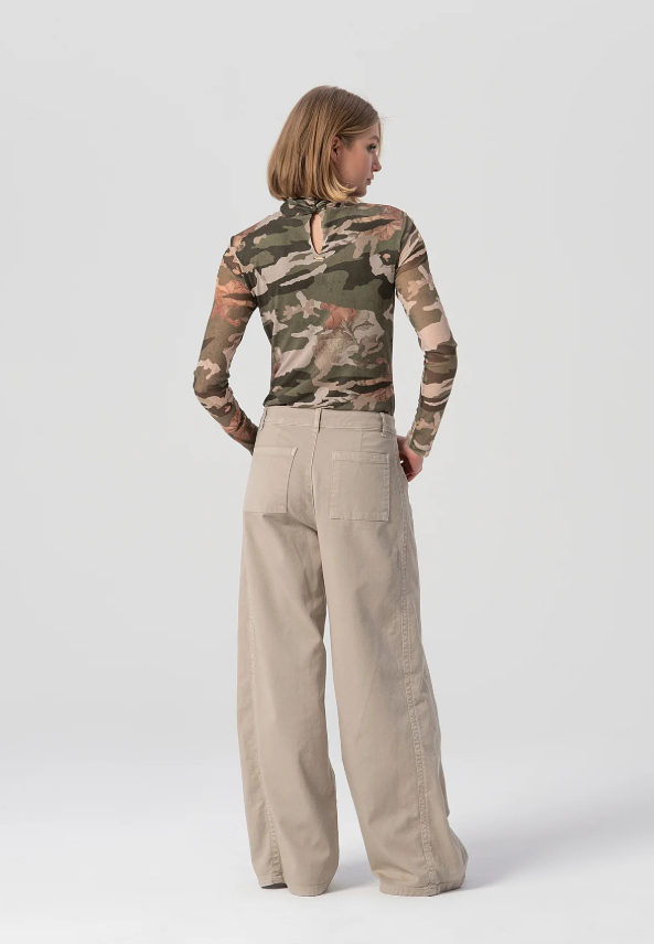 Fracomina Calças Lã Algodão Palazzo - vista alternativa